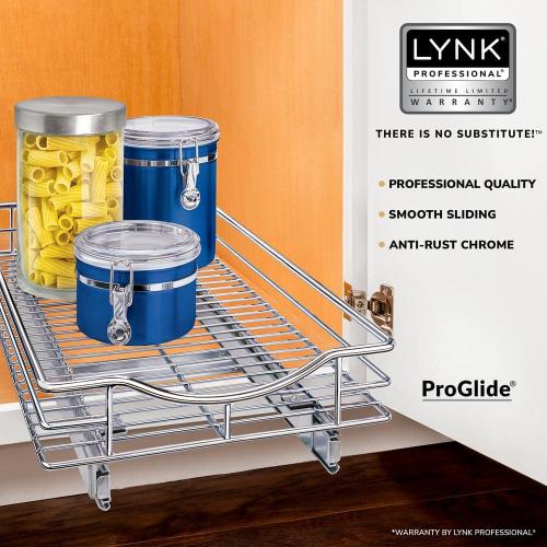 Slide Out Cabinet Organizer - Pull Out Under Cabinet Sliding Shelf - 11 in. Wide x 18 in. Deep - Chrome