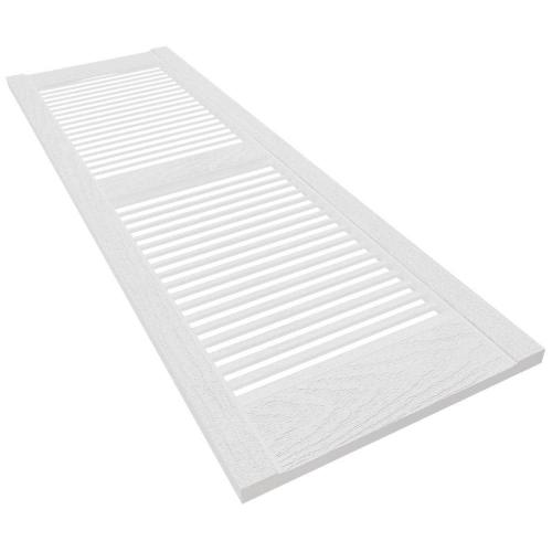 Builders Edge Size 14.5 in. x 39 in. Louvered Vinyl Exterior Shutters Pair in White