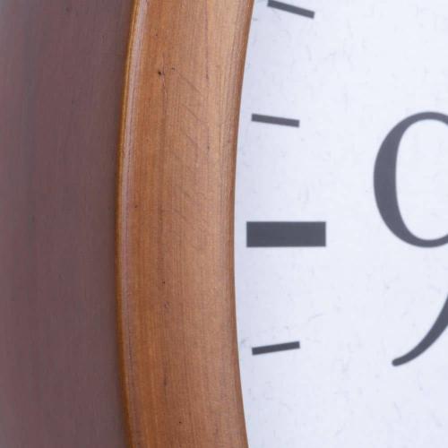 Walnut Brown 12.8 In. Pine Wood Atomic Analog Wall Clock in Walnut