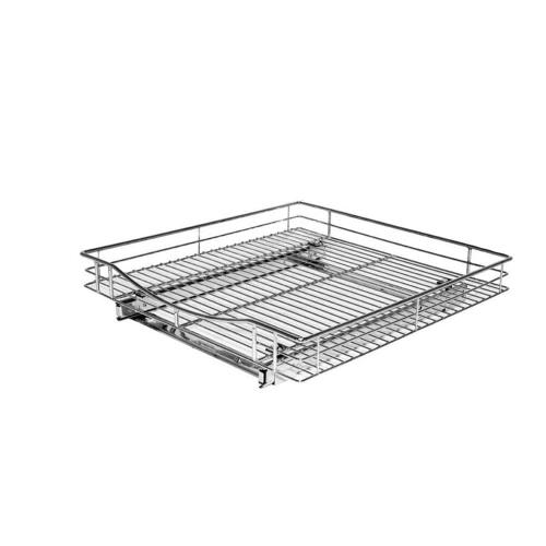 Slide Out Cabinet Organizer - Pull Out Under Cabinet Sliding Shelf - 20 in. Wide x 21 in. Deep - Chrome