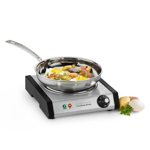 Single Burner 7.5 in. Brushed Stainless Cast Iron Hot Plate with Temperature Control