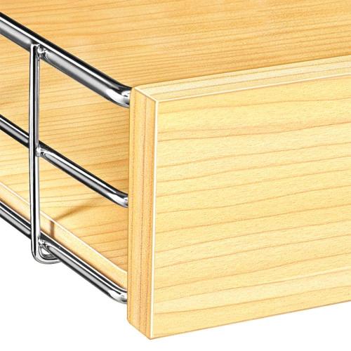 Slide Out Wood Cabinet Organizer - Pull Out Under Cabinet Sliding Shelf - 11 in. x 21 in. - Wood and Chrome