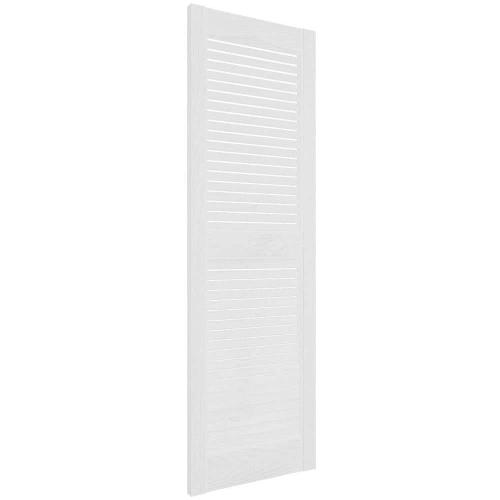 Builders Edge Size 14.5 in. x 39 in. Louvered Vinyl Exterior Shutters Pair in White