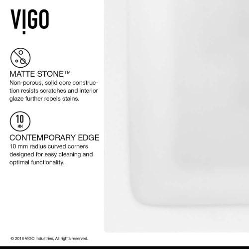 Matte Stone White Composite 30 in. Single Bowl Farmhouse Apron-Front Square Kitchen Sink with Strainer