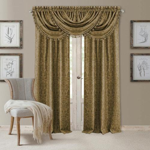 Antique Gold Damask Blackout Curtain - 52 in. W x 95 in. L