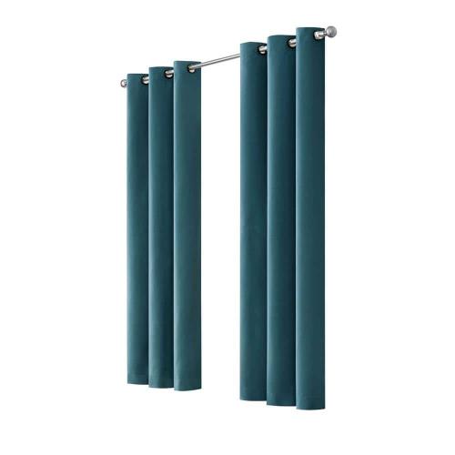 Cohen Thermaback Peacock Textured Solid Polyester 42 in. W x 84 in. L Blackout Single Grommet Top Curtain Panel