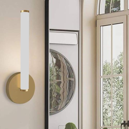 Corvette 1 Light Aged Brass Dimmable Wall Sconce with White Acrylic Shade
