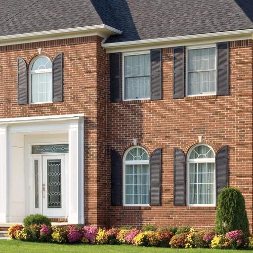 Builders Edge Size 14.5 in. x 39 in. Louvered Vinyl Exterior Shutters Pair in White