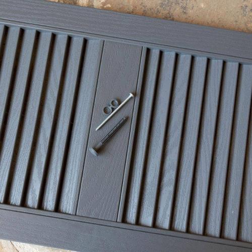 Builders Edge Size 14.5 in. x 39 in. Louvered Vinyl Exterior Shutters Pair in White