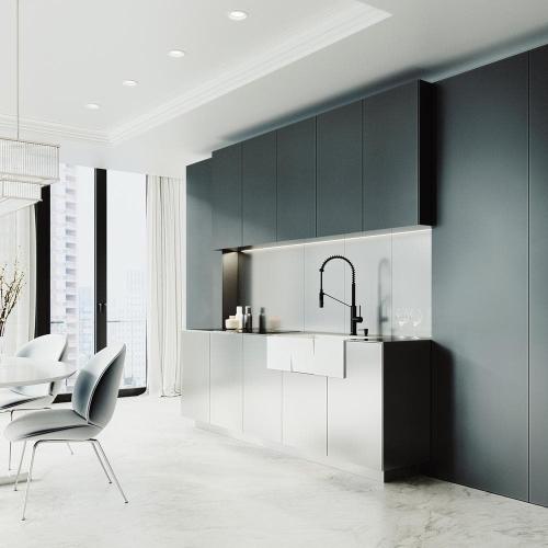 Matte Stone White Composite 30 in. Single Bowl Farmhouse Apron-Front Square Kitchen Sink with Strainer