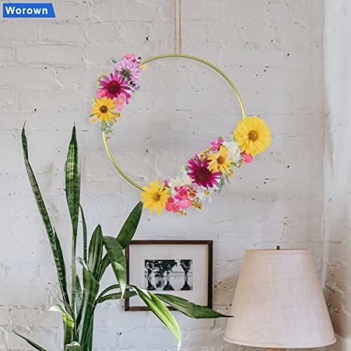Worown 3 Pack 22 Inch Large Metal Floral Hoop Wreath Gold Hoop Rings for DIY Christmas Wedding Wreath Dream Catcher and Macrame Wall Hanging Crafts