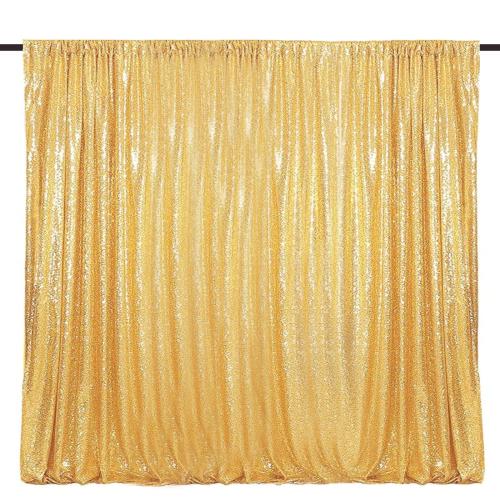 WISPET Gold Sequin Backdrop Curtains 1 Panel 10FTx10FT Glitter Gold Photo Backdrop Drapes Party Wedding Baby Shower Curtain Sparkle Photography Background