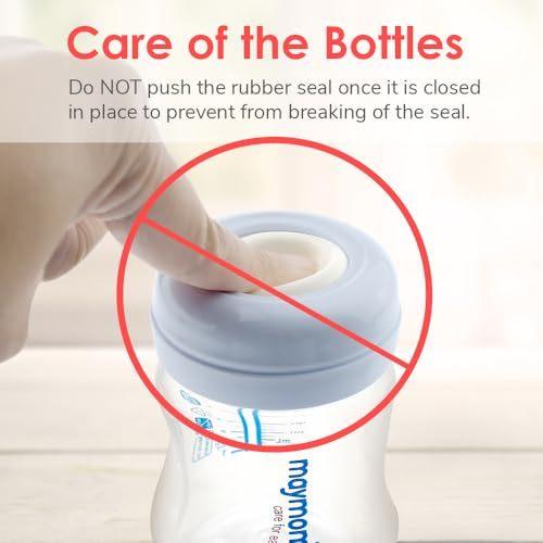 Maymom Screw Lids Aka Travel Caps with Rewritable Sealing Disc Compatible with Avent Maymom Wide Mouth Bottles; Cap Replace Avent Natural Bottle Sealing Ring and Sealing Disc 6pcs. (Pink)