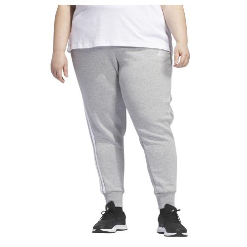 adidas Women's Essentials 3-Stripes Fleece Pants Medium Grey Heather/White Small