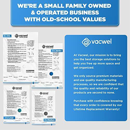 12-Pack Variety - Vacuum Storage Bags for Clothes Packing & Storage - Strong Vacuum Space Bags for Comforter Quilt & Mattress Topper Compression - Premium Sealing Solutions in XXL Jumbo L M Sizes