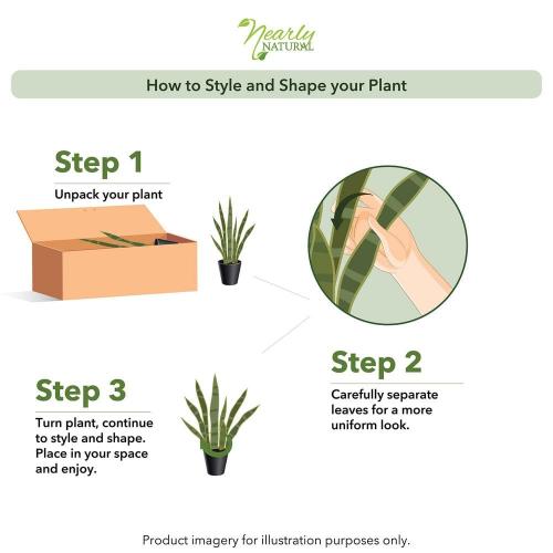 Nearly Natural Artificial Sansevieria with Black Planter
