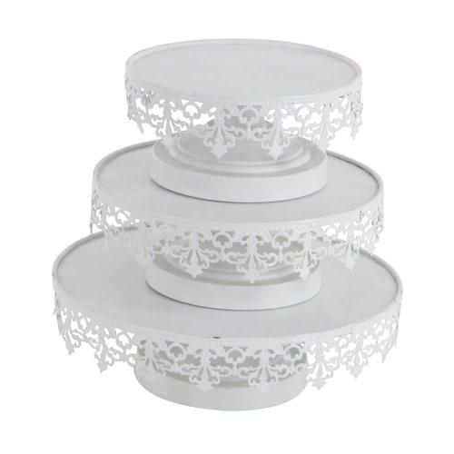 White Decorative Cake Stand with Pedestal Base (Set of 3)