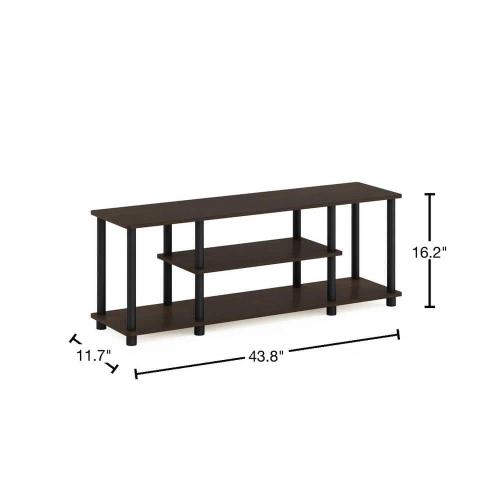 Turn-N-Tube Size 44 in. Color Dark Brown and Black Particle Board TV Stand Fits TVs Up to 55 in. with Cable Management