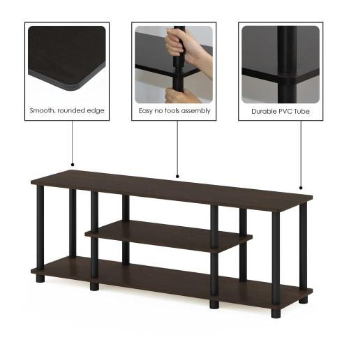 Turn-N-Tube Size 44 in. Color Dark Brown and Black Particle Board TV Stand Fits TVs Up to 55 in. with Cable Management