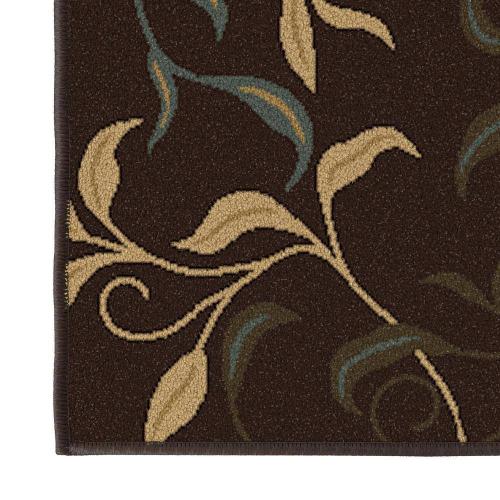 Ottohome Collection Non-Slip Rubberback Leaves Design 2x3 Indoor Entryway Mat, 2 ft. 3 in. x 3 ft., Brown