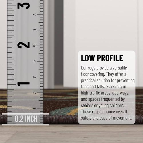 Ottohome Collection Non-Slip Rubberback Leaves Design 2x3 Indoor Entryway Mat, 2 ft. 3 in. x 3 ft., Brown
