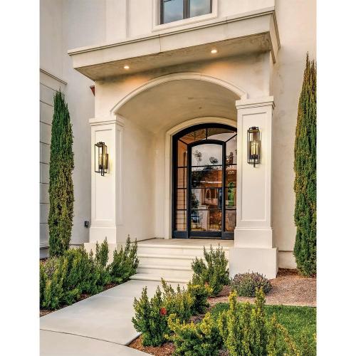 Size 21.5 Beckham 3-Light Forged Iron 21.5 in. H Outdoor Wall Lantern Sconce with Clear Glass