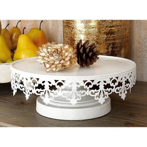 White Decorative Cake Stand with Pedestal Base (Set of 3)