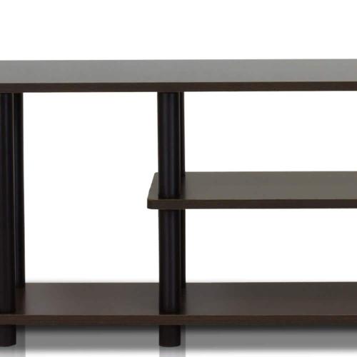 Turn-N-Tube Size 44 in. Color Dark Brown and Black Particle Board TV Stand Fits TVs Up to 55 in. with Cable Management