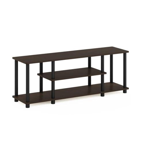 Turn-N-Tube Size 44 in. Color Dark Brown and Black Particle Board TV Stand Fits TVs Up to 55 in. with Cable Management