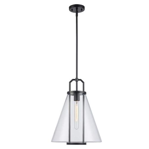 River 13.25 in. 1-Light Black Pendant Light Fixture with ( missing Clear Glass Shade