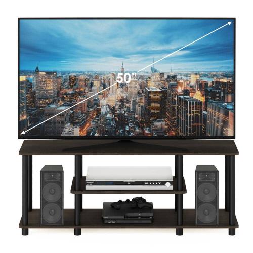 Turn-N-Tube Size 44 in. Color Dark Brown and Black Particle Board TV Stand Fits TVs Up to 55 in. with Cable Management