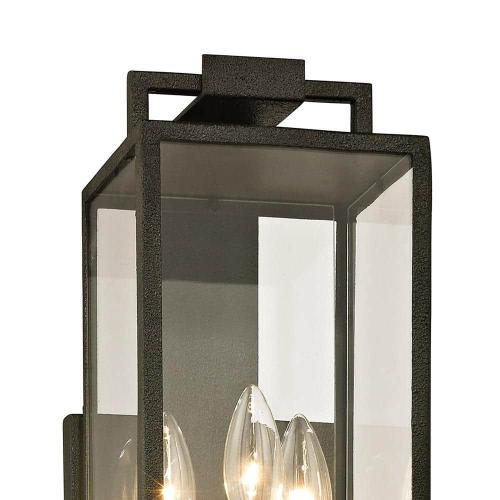 Size 21.5 Beckham 3-Light Forged Iron 21.5 in. H Outdoor Wall Lantern Sconce with Clear Glass