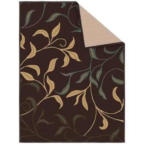 Ottohome Collection Non-Slip Rubberback Leaves Design 2x3 Indoor Entryway Mat, 2 ft. 3 in. x 3 ft., Brown