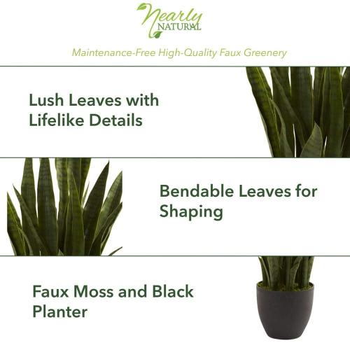 Nearly Natural Artificial Sansevieria with Black Planter