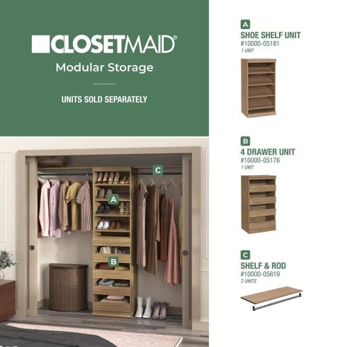 Modular Storage 36.02 in. W Sand Hang Rod and 1-Shelf Wood Closet System