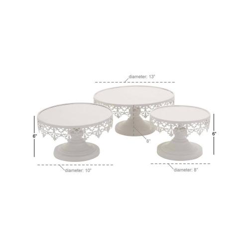 White Decorative Cake Stand with Pedestal Base (Set of 3)