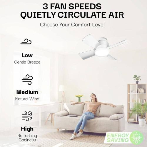 15.7 in. Indoor White Ceiling Fan with Remote, LED Light, Socket