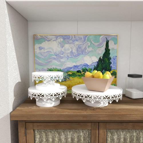 White Decorative Cake Stand with Pedestal Base (Set of 3)