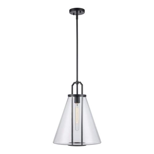 River 13.25 in. 1-Light Black Pendant Light Fixture with ( missing Clear Glass Shade