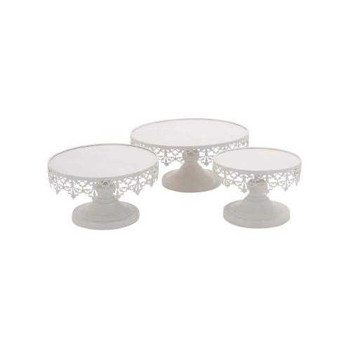 White Decorative Cake Stand with Pedestal Base (Set of 3)