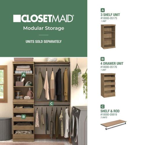 Modular Storage 36.02 in. W Sand Hang Rod and 1-Shelf Wood Closet System