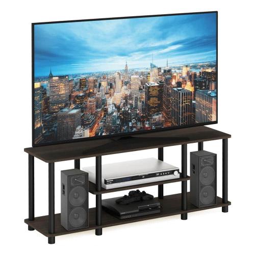 Turn-N-Tube Size 44 in. Color Dark Brown and Black Particle Board TV Stand Fits TVs Up to 55 in. with Cable Management