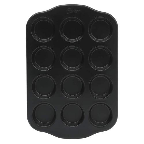 Teston Platinum Collection 12-Cup Nonstick Carbon Steel Muffin Pan in Matte Black