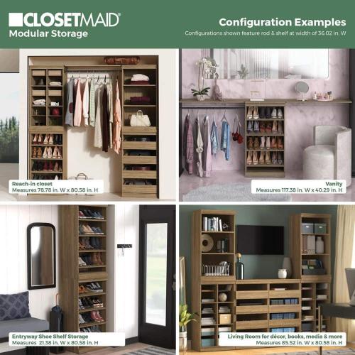 Modular Storage 36.02 in. W Sand Hang Rod and 1-Shelf Wood Closet System