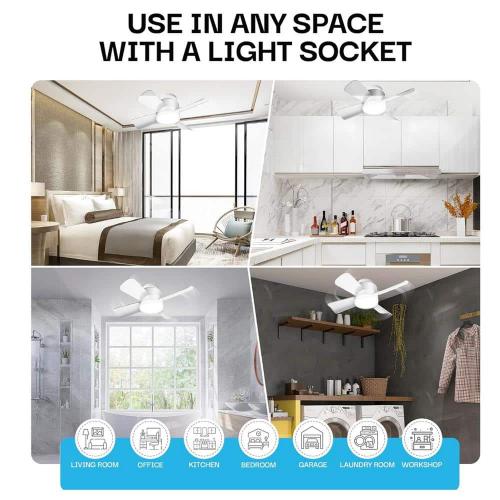 15.7 in. Indoor White Ceiling Fan with Remote, LED Light, Socket