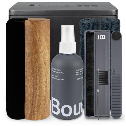 Boundless Audio Vinyl Record Cleaning Kit - 8-in-1 Vinyl Cleaner Kit Includes Carbon Fiber & Velvet Record Brushes Stylus Brush Cleaning Solution Microfiber Cloths & Metal Case