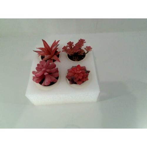 VIVERIE Mini Succulents Plants Artificial in Pots-Rose Pink, Christmas Small Fake Succulents Plants for Home Halloween Decor Indoor for Women, White Ceramic, Set of 4, Gifts for Mom