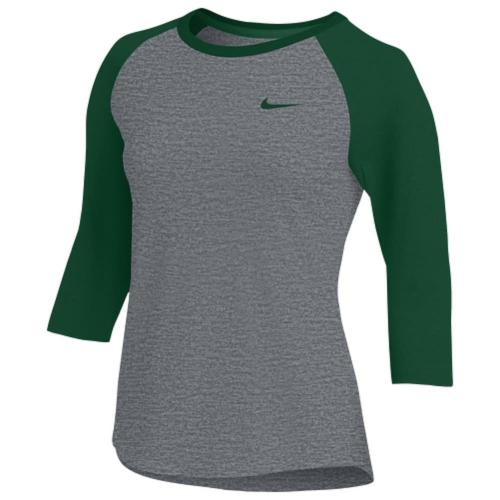 Nike Women’s Team 3/4 Raglan Dark Grey Heather/Green Small