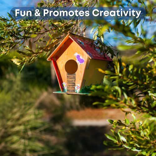 9 DIY Bird House Kits For Children to Build - Wood Birdhouse Kits For Kids to Paint - Unfinished Wood Bird Houses to Paint for Kids - Wood Craft Project Kits - Summer Crafts for Girls & Boys