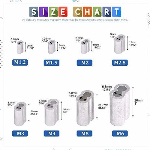 Glarks 150Pcs 1/8''(3mm) Aluminum Crimping Loop Sleeve Wire Rope Sleeves Double Barrel Ferrule for Wire Rope and Cable Line End (1/8''-150Pcs)
